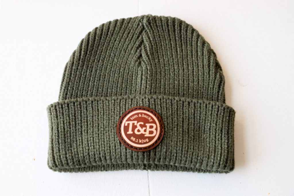leather patch beanie