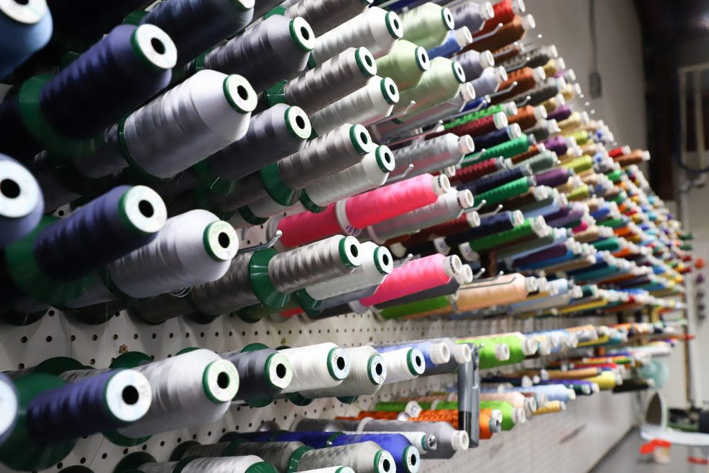 wall of embroidery thread