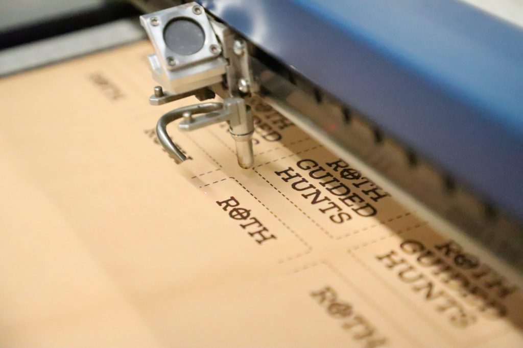 leather patches being engraved