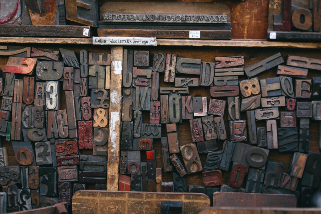 antique wood block letters