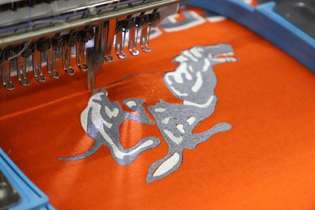 Atascadero Greyhound embroidery on a letterman jacket